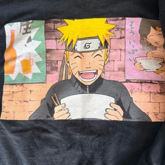 Naruto Shippuden Ichiraku Ramen Shop Black Long Sleeve Graphic Tee Men Size S - Picture 2 of 7